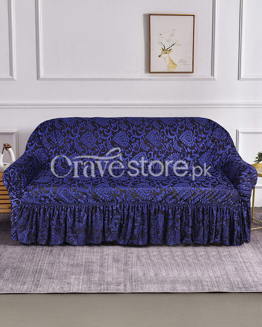 Luxury Embossed Jacquard Sofa Cover Navy