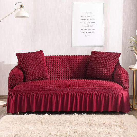 Turkish Style Bubble Sofa Cover Maroon