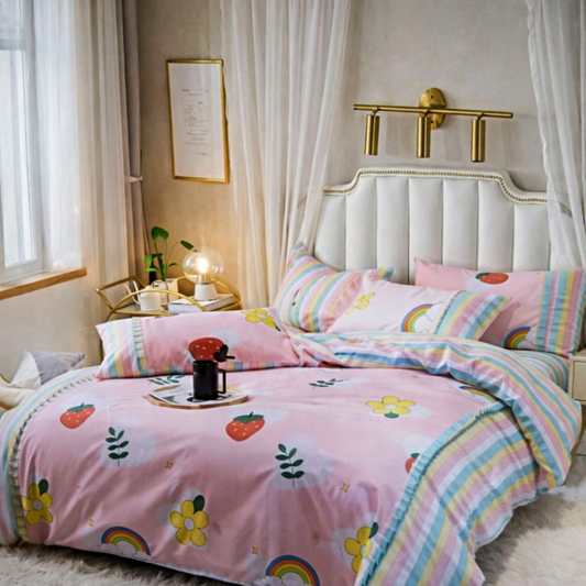 King Size Duvet Set 4 Pcs – Baby Pink Floral Bedding Set