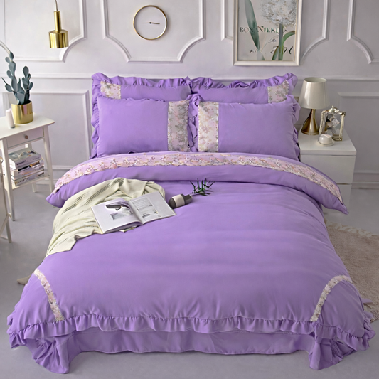 King Size Duvet Set 4 Pcs Purple – Quilt Cover, Bed Sheet & Pillow Covers