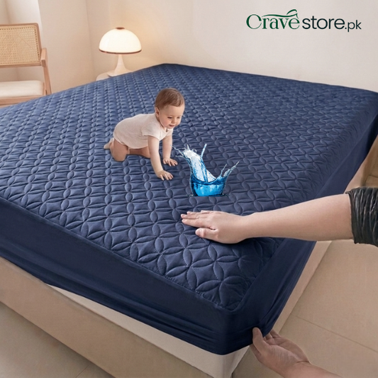 King Ultrasonic Microfiber Waterproof Mattress Protector Navy