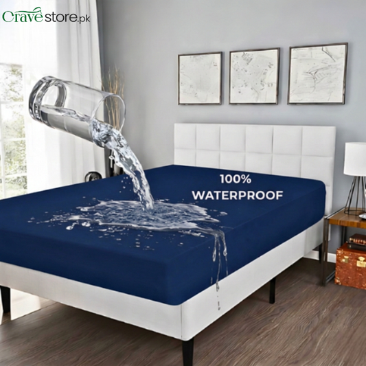 King Waterproof Mattress Cover Navy Blue