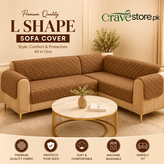 L Shape Ultrasonic Quilted Sofa Covers Coffee