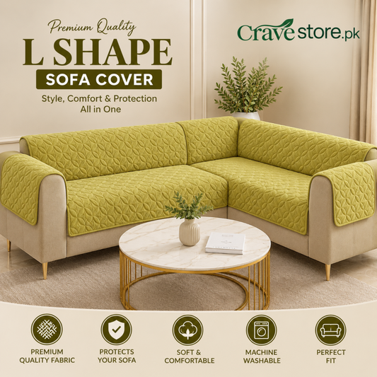 L Shape Ultrasonic Quilted Sofa Covers Golden Skin