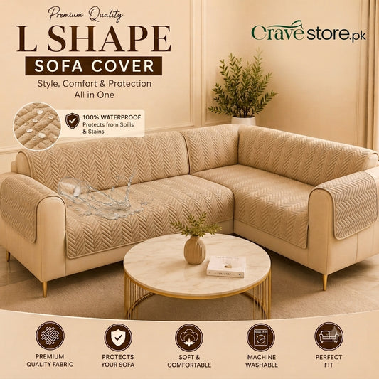 L Shape Waterproof Zigzag Ultrasonic Quilted Sofa Cover Skin