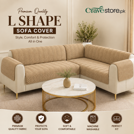L Shape Zigzag Ultrasonic Quilted Sofa Cover Skin
