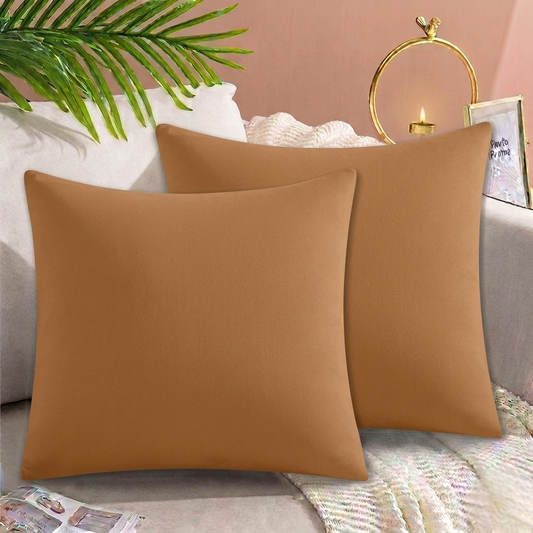 Lycra Jersey Cushion Cover Chikoo 16x16 stretchable sofa cushion cover with soft fabric and hidden zipper.