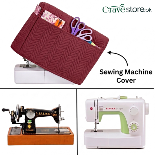 Maroon zigzag ultrasonic quilted sewing machine cover dust proof with durable fabric and perfect fit size 22x14x10 inches