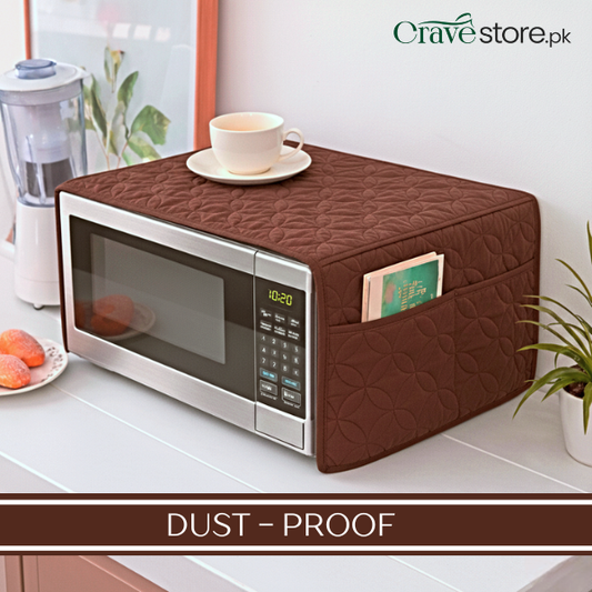 Ultrasonic Quilted Chocolate Brown Microwave Oven Cover With Pockets