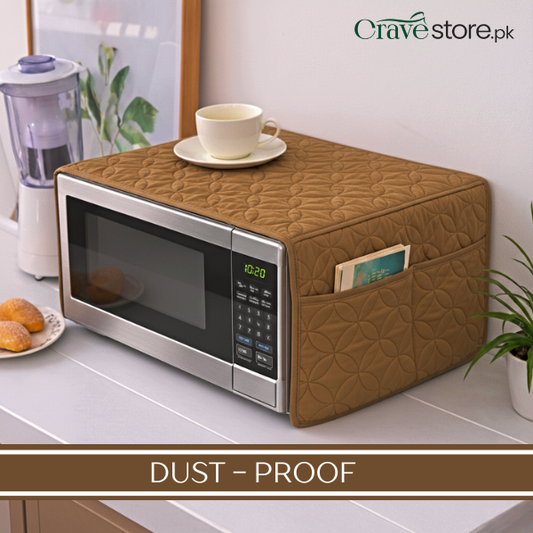 Ultrasonic Quilted Coffee Microwave Oven Cover With Pockets