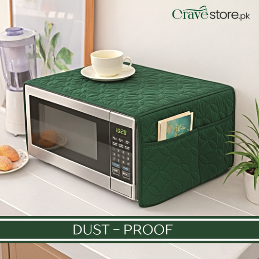 Ultrasonic Quilted Green Microwave Oven Cover With Pockets