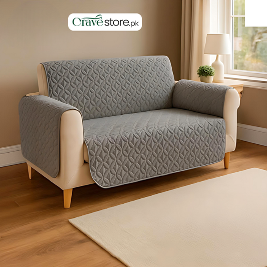 Ultrasonic Quilted Sofa Cover in Dark Gray Color for Living Room Sofa