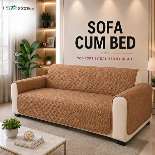 Ultrasonic Quilted Sofa Cum Bed Covers Coffee