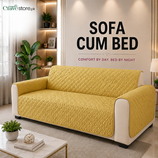 Ultrasonic Quilted Sofa Cum Bed Covers Golden Skin