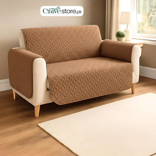 Ultrasonic Quilted Sofa Cover in Coffee Color for Living Room Sofa