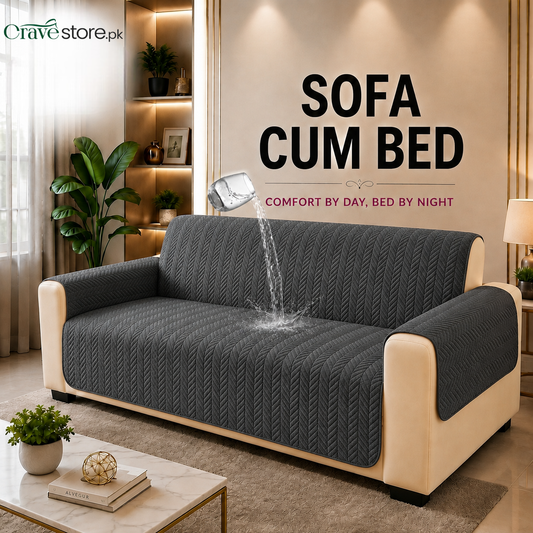 Waterproof Ultrasonic Quilted Sofa Cum Bed Cover Grey