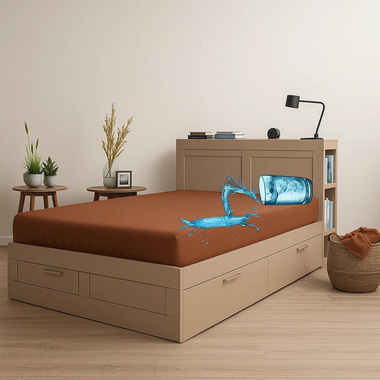 Single Waterproof Mattress Cover Brown