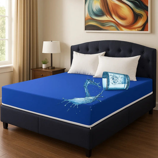 Zipper Waterproof Mattress Cover Navy Blue