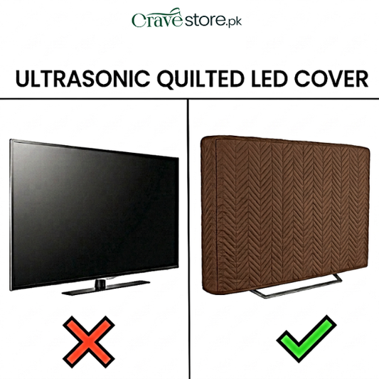 Brown zigzag ultrasonic quilted LED TV cover dust proof universal fit for screen protection