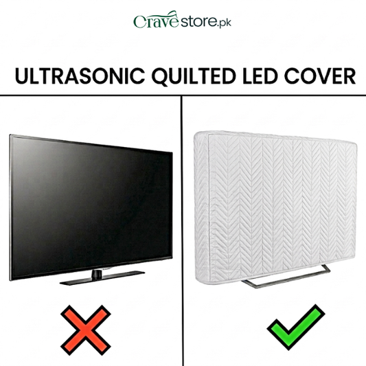 White zigzag ultrasonic quilted LED TV cover, dust proof universal fit for screen protection