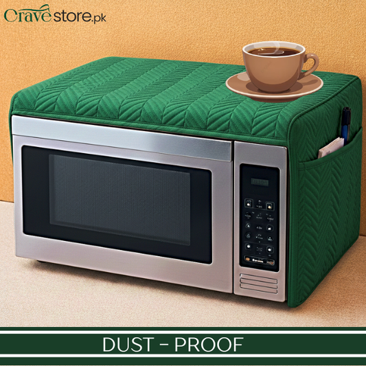 Zigzag Ultrasonic Quilted Green Microwave Oven Cover With Pockets