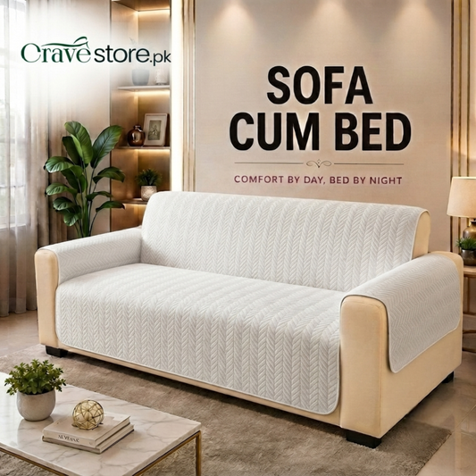 Zigzag Ultrasonic Quilted Sofa Cum Bed Covers White