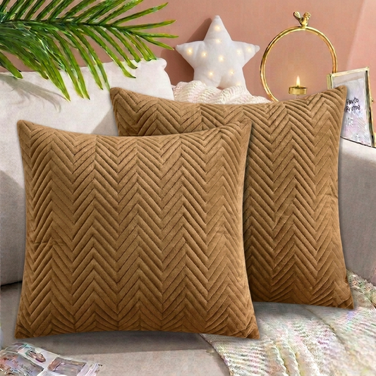 Zigzag Ultrasonic Quilted Cushion Cover Copper 16x16 sofa cushion cover with premium quilted design and hidden zipper.