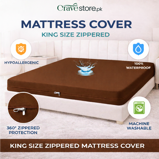Zipper Waterproof Mattress Cover Brown