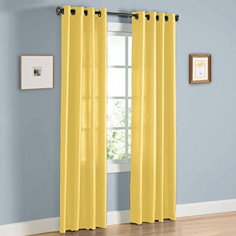Plain Yellow Light Filtering Zeen Cotton Duck Curtain