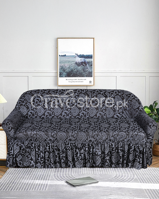 Luxury Embossed Jacquard Sofa Cover Gray