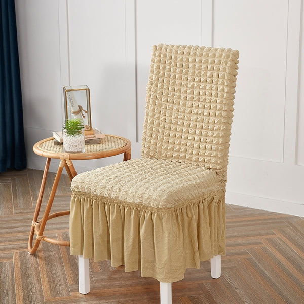 Skin bubble chair cover with textured fabric and stretchable design for a snug fit on standard chairs