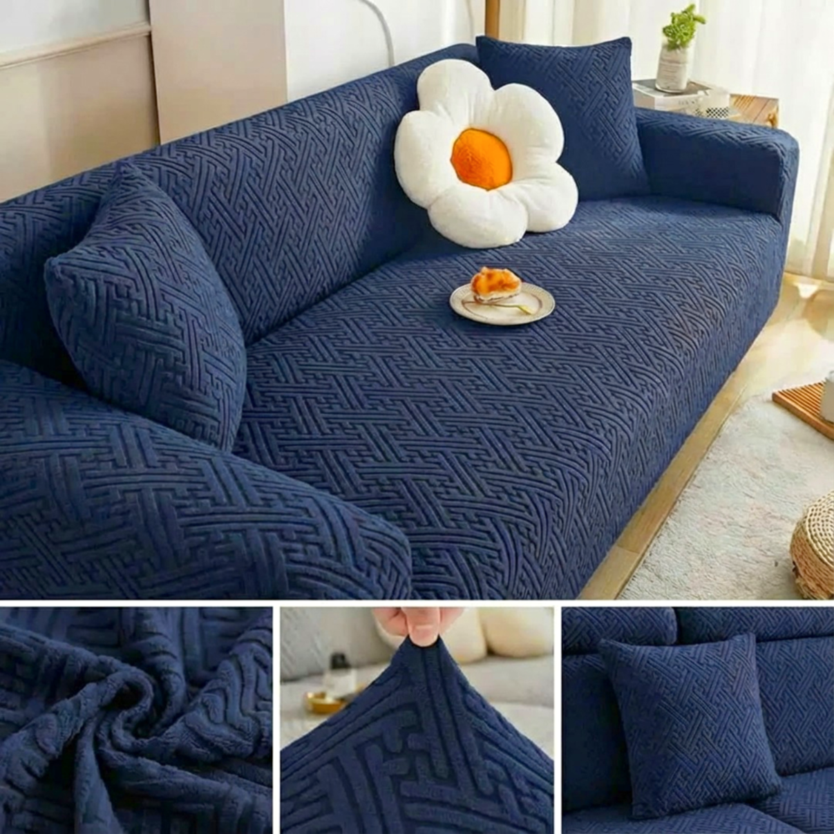 China Mazed Sofa Cover in Navy Blue Color for Living Room Sofa