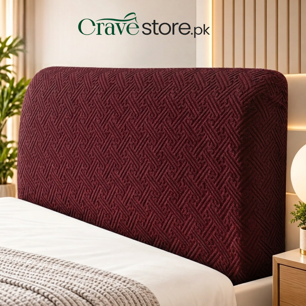 China Mazed Bed Headboard Cover Maroon