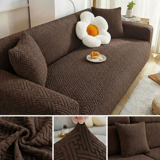 China Mazed Sofa Cover Brown – Stretchable Fitted Sofa Cover