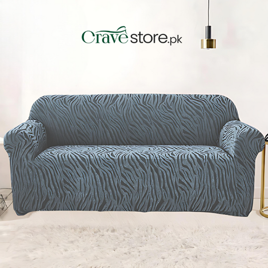 Fitted Zebra Sofa Cover Grey