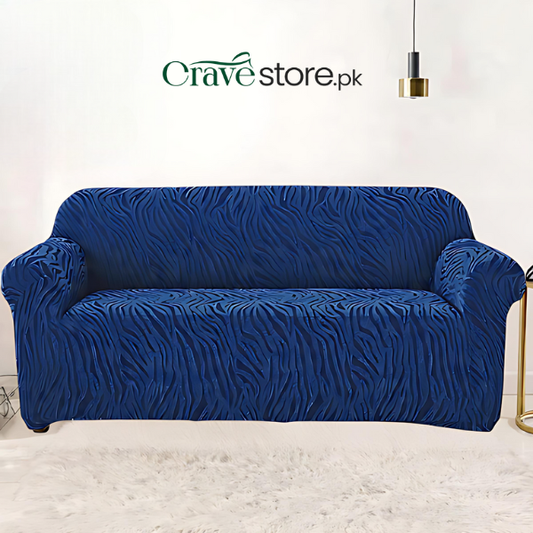 Fitted Zebra Sofa Cover Navy Blue