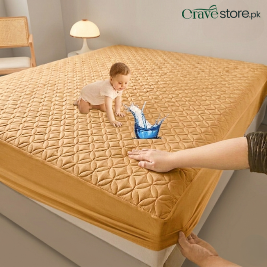 King Ultrasonic Microfiber Waterproof Mattress Protector Chikoo
