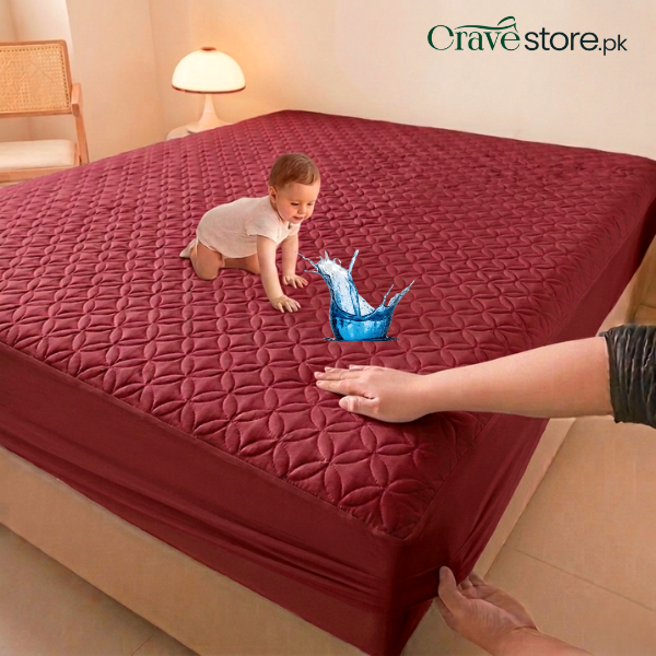 King Ultrasonic Microfiber Waterproof Mattress Protector Maroon