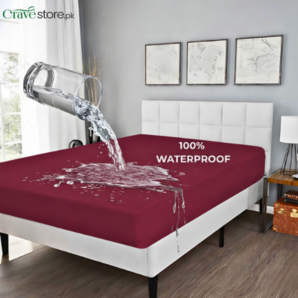 King Waterproof Mattress Cover Mahroon