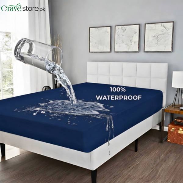 King Waterproof Mattress Cover Navy Blue