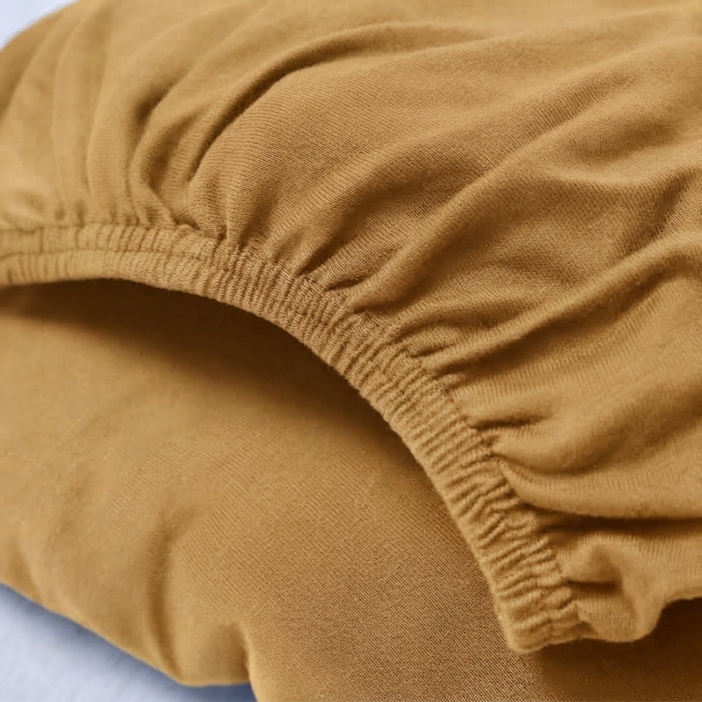 L Shape Fitted Lycra Jersey Sofa Cover Chikoo
