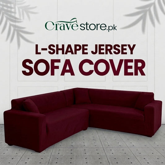 L Shape Fitted Lycra Jersey Sofa Cover Maroon