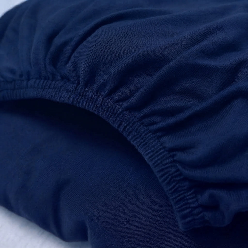 L Shape Fitted Lycra Jersey Sofa Cover Navy Blue