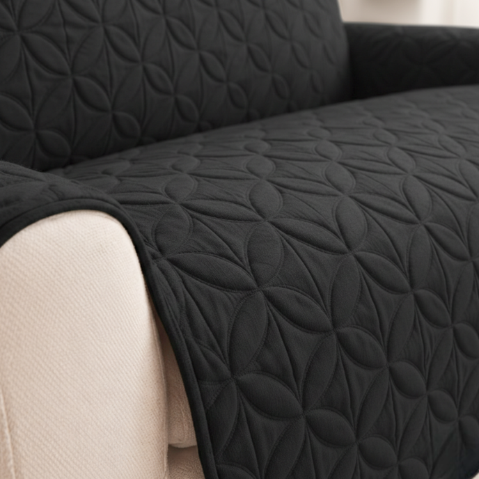 
L Shape Ultrasonic Quilted Sofa Covers Black
