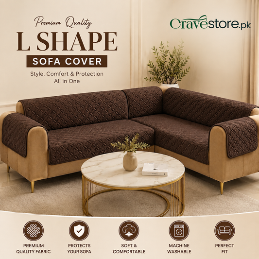 L Shape Ultrasonic Quilted Sofa Covers Chocolate Brown