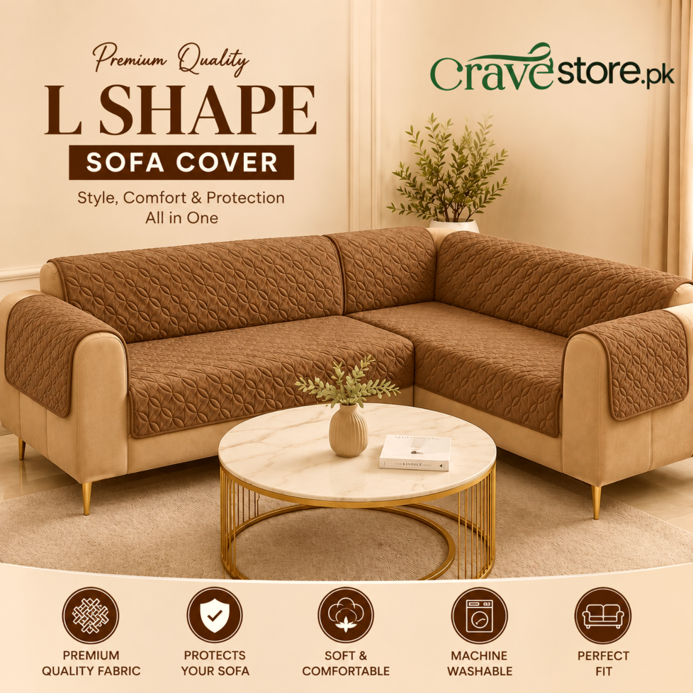 L Shape Ultrasonic Quilted Sofa Covers Coffee