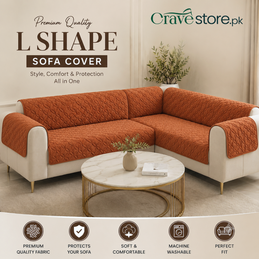 L Shape Ultrasonic Quilted Sofa Covers Copper