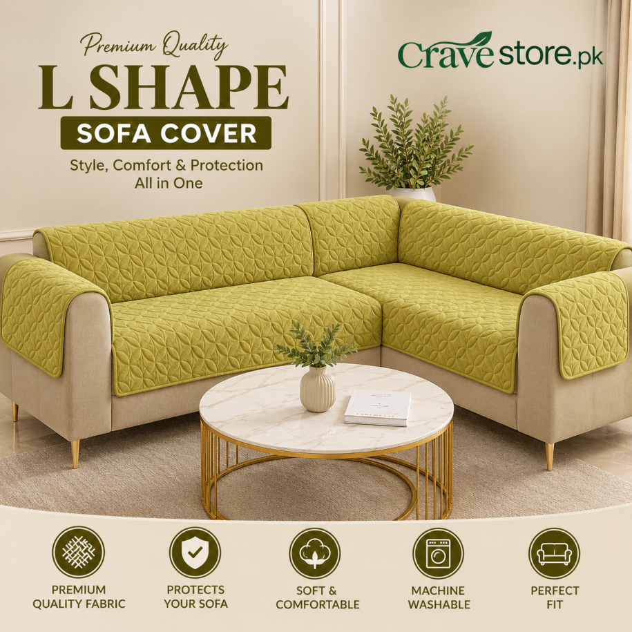 L Shape Ultrasonic Quilted Sofa Covers Golden Skin