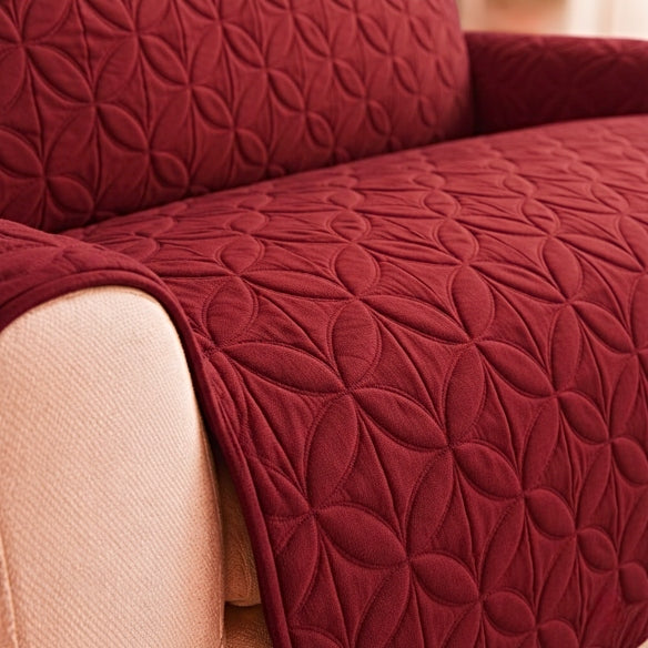 L Shape Ultrasonic Quilted Sofa Covers Maroon