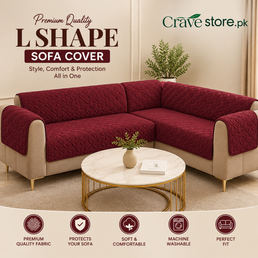 L Shape Ultrasonic Quilted Sofa Covers Maroon